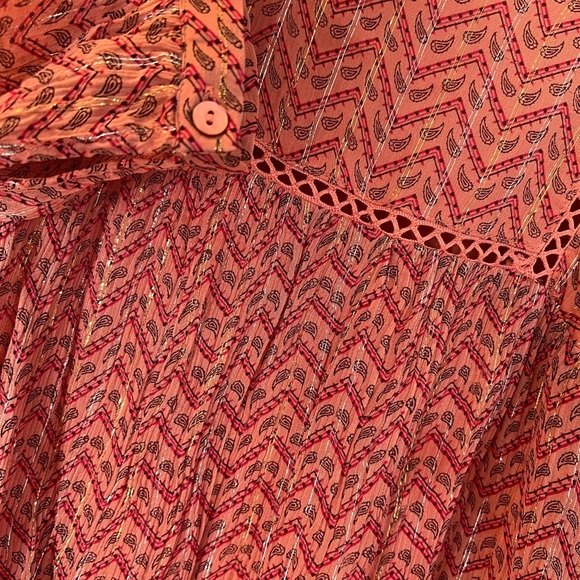 ba&sh “WILL” Framboise Metallic Paisley Mini Dress Size US 4 (FR 1) - Picture 5 of 12